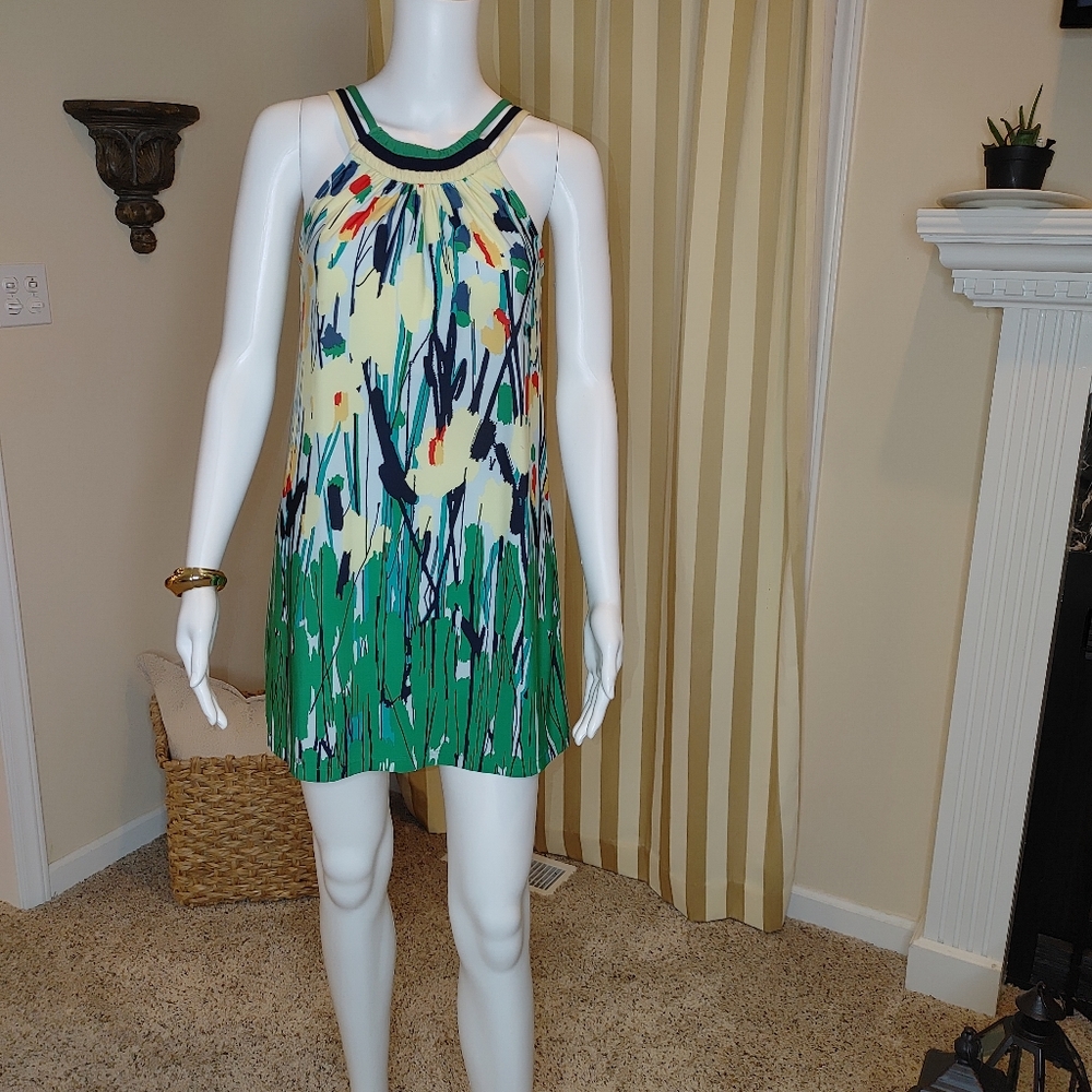 BCBGMAXAZRIA FLORAL HALTER MINI DRESS XSP